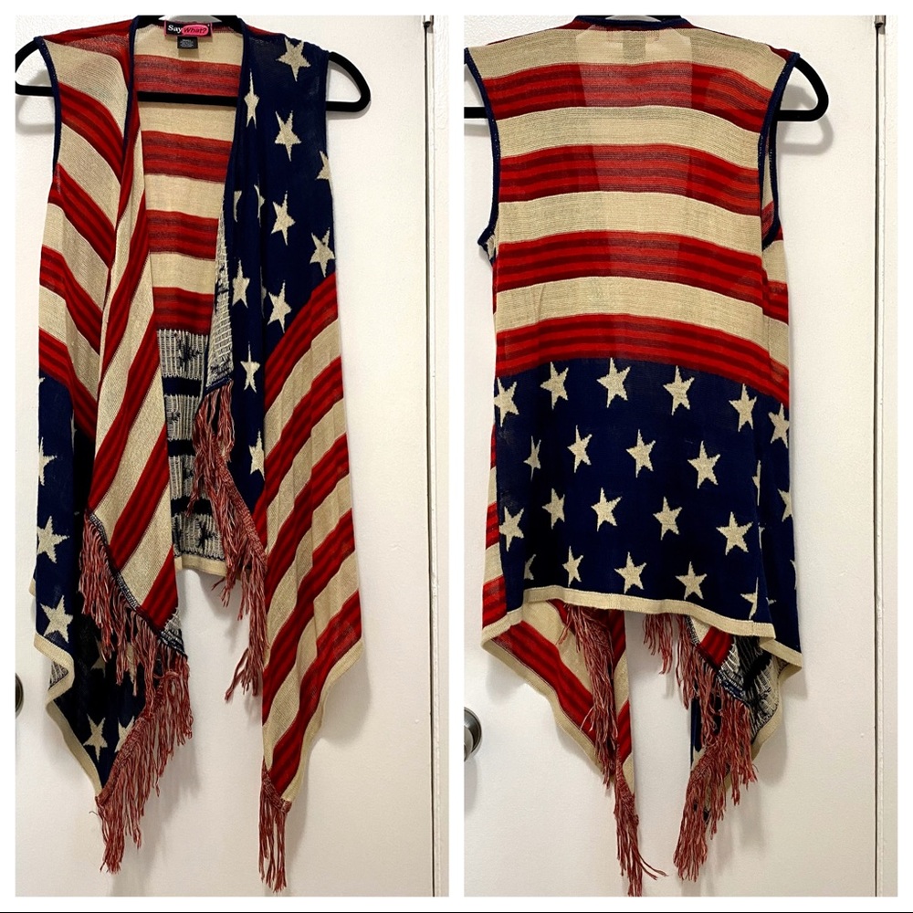 😸 Patriotic Open Front Cardigan